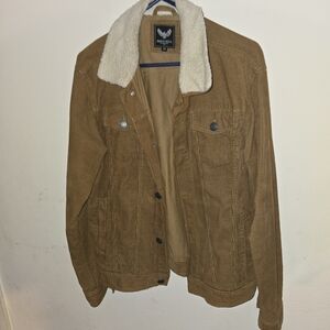 Brave Soul Men’s Brown Corduroy Sherpa Collar Jacket Size M Excellent Condition